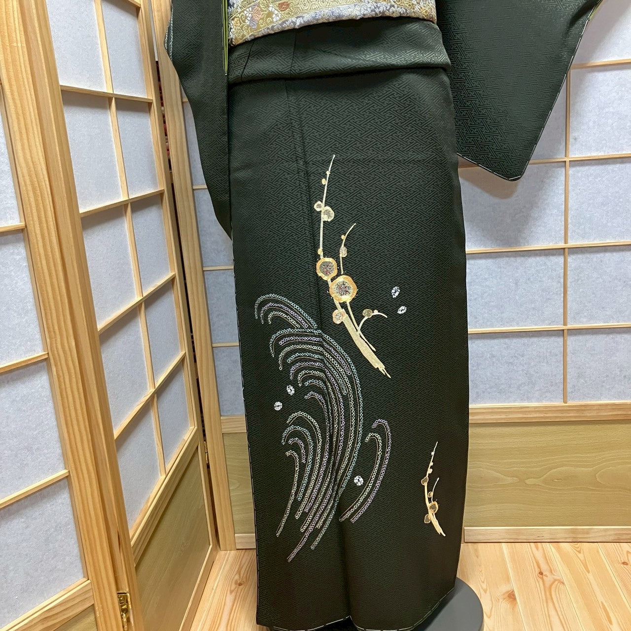 7159# Japanese Kimono Vintage Womens Silk Fabric Robe Kimono only sold