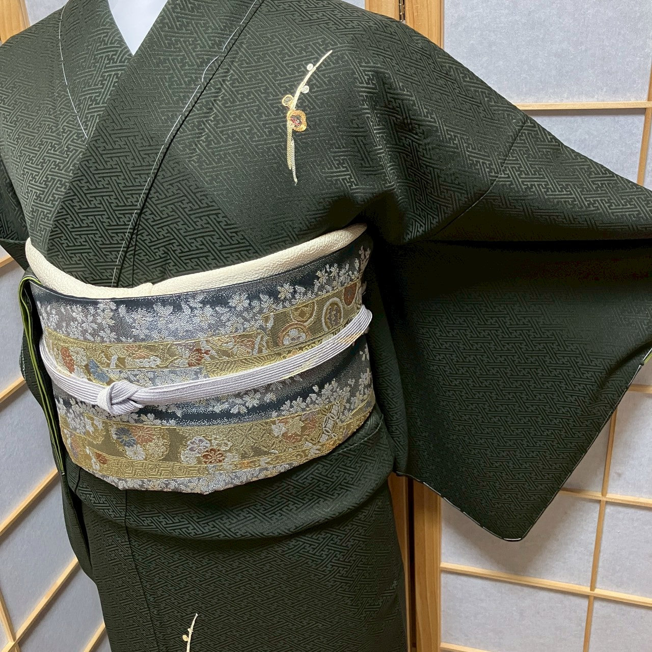 7159# Japanese Kimono Vintage Womens Silk Fabric Robe Kimono only sold