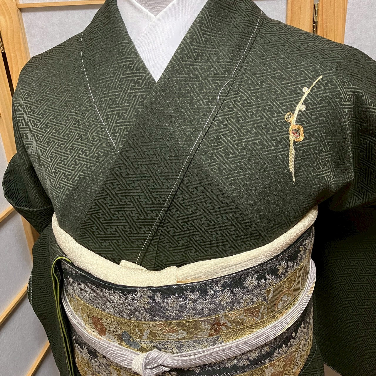 7159# Japanese Kimono Vintage Womens Silk Fabric Robe Kimono only sold