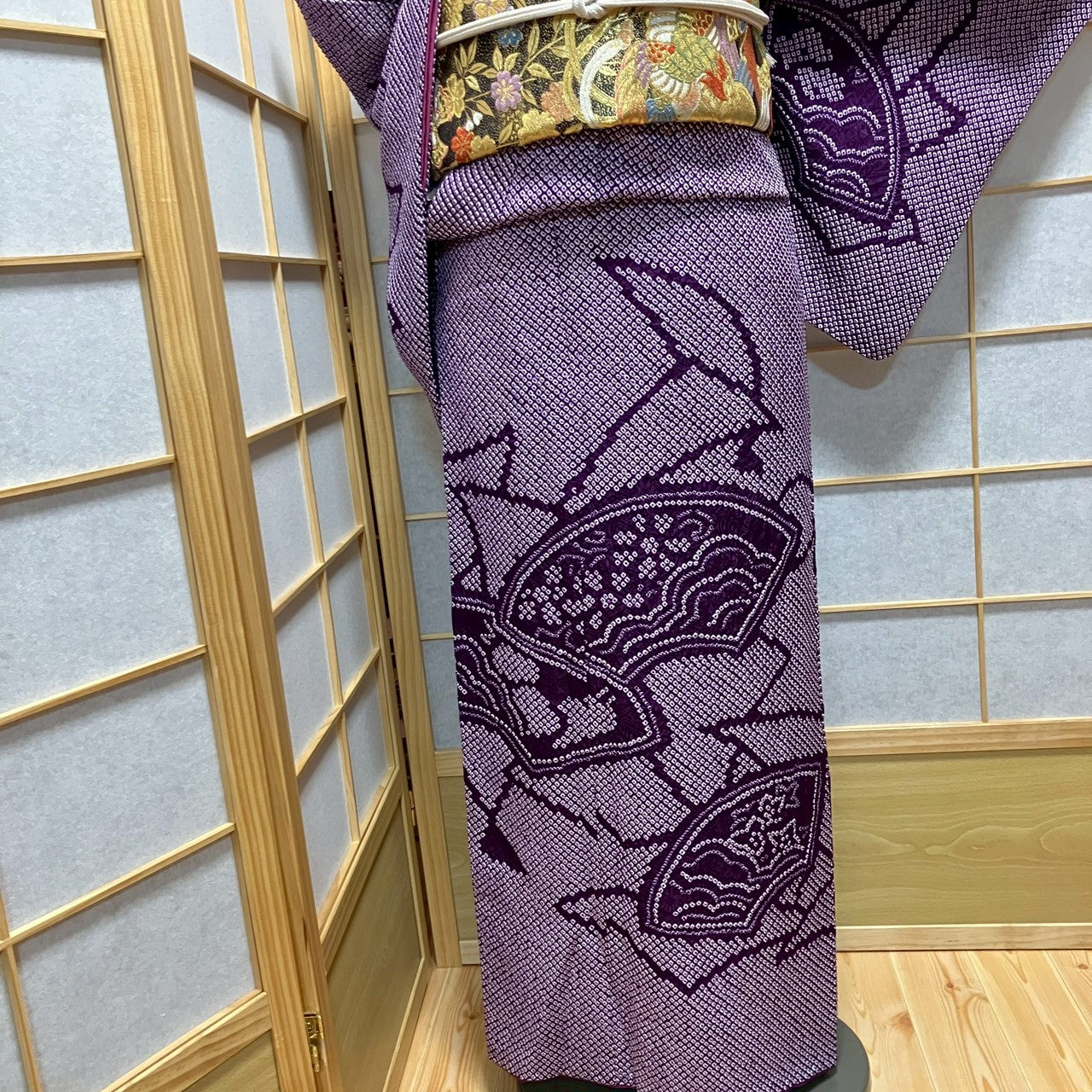 7161# Japanese Kimono Vintage Womens Silk Fabric Robe Kimono only sold Shibori