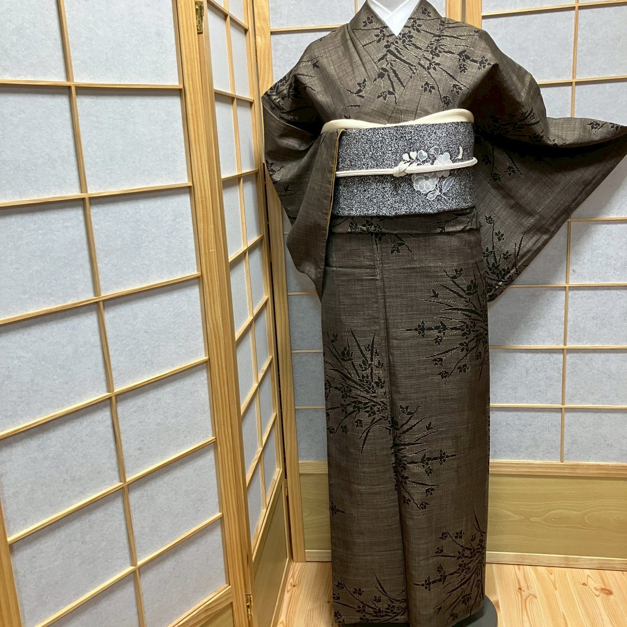 7149# Japanese Kimono Vintage Womens Silk Pongee Fabric Robe Kimono only sold