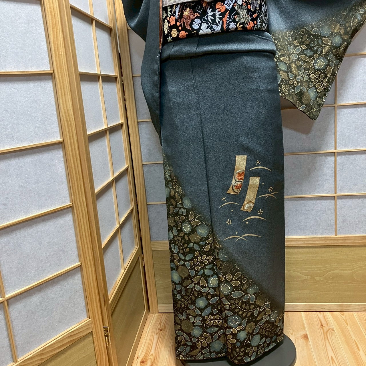7162# Japanese Kimono Vintage Womens Silk Fabric Robe Kimono only sold