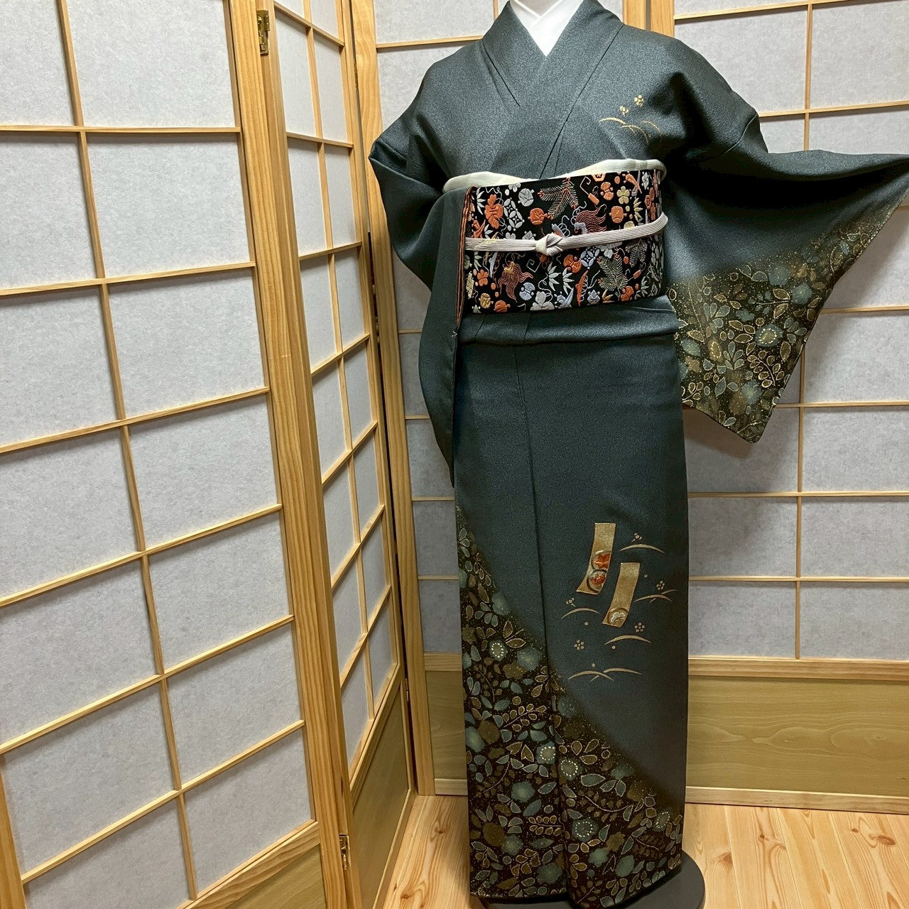 7162# Japanese Kimono Vintage Womens Silk Fabric Robe Kimono only sold