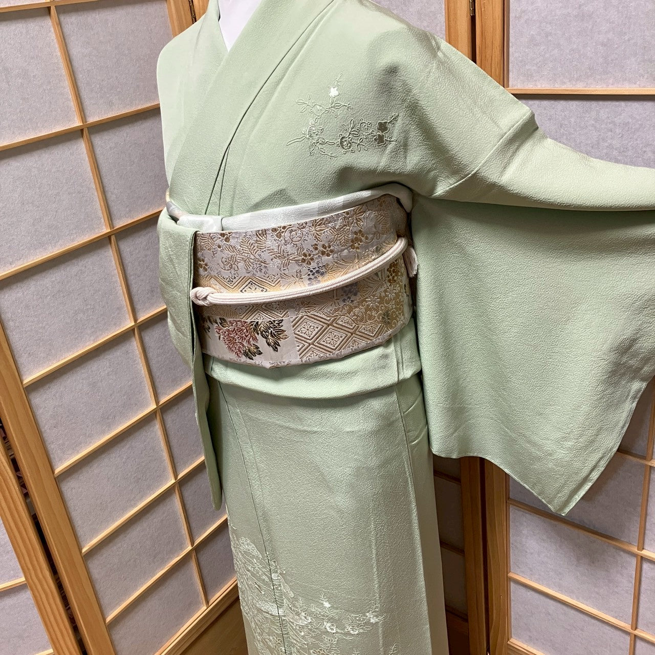 7163# Japanese Kimono Vintage Womens Silk Fabric Robe Kimono only sold