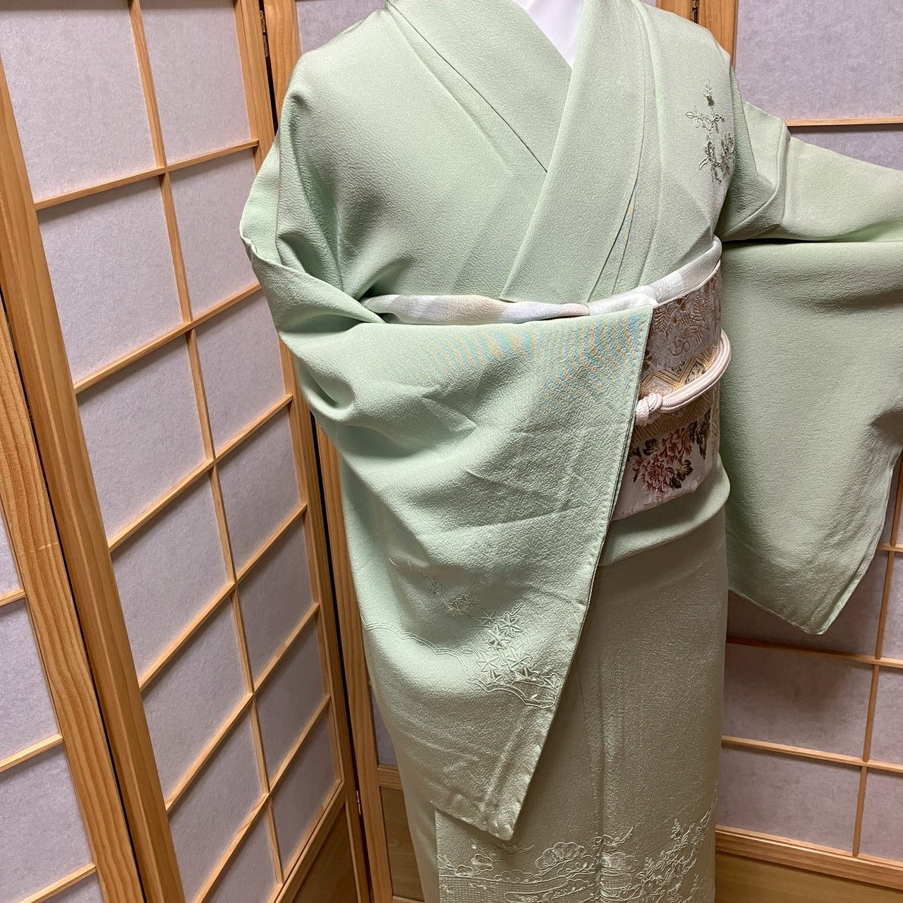 7163# Japanese Kimono Vintage Womens Silk Fabric Robe Kimono only sold