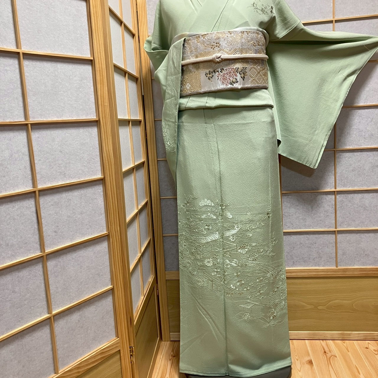 7163# Japanese Kimono Vintage Womens Silk Fabric Robe Kimono only sold