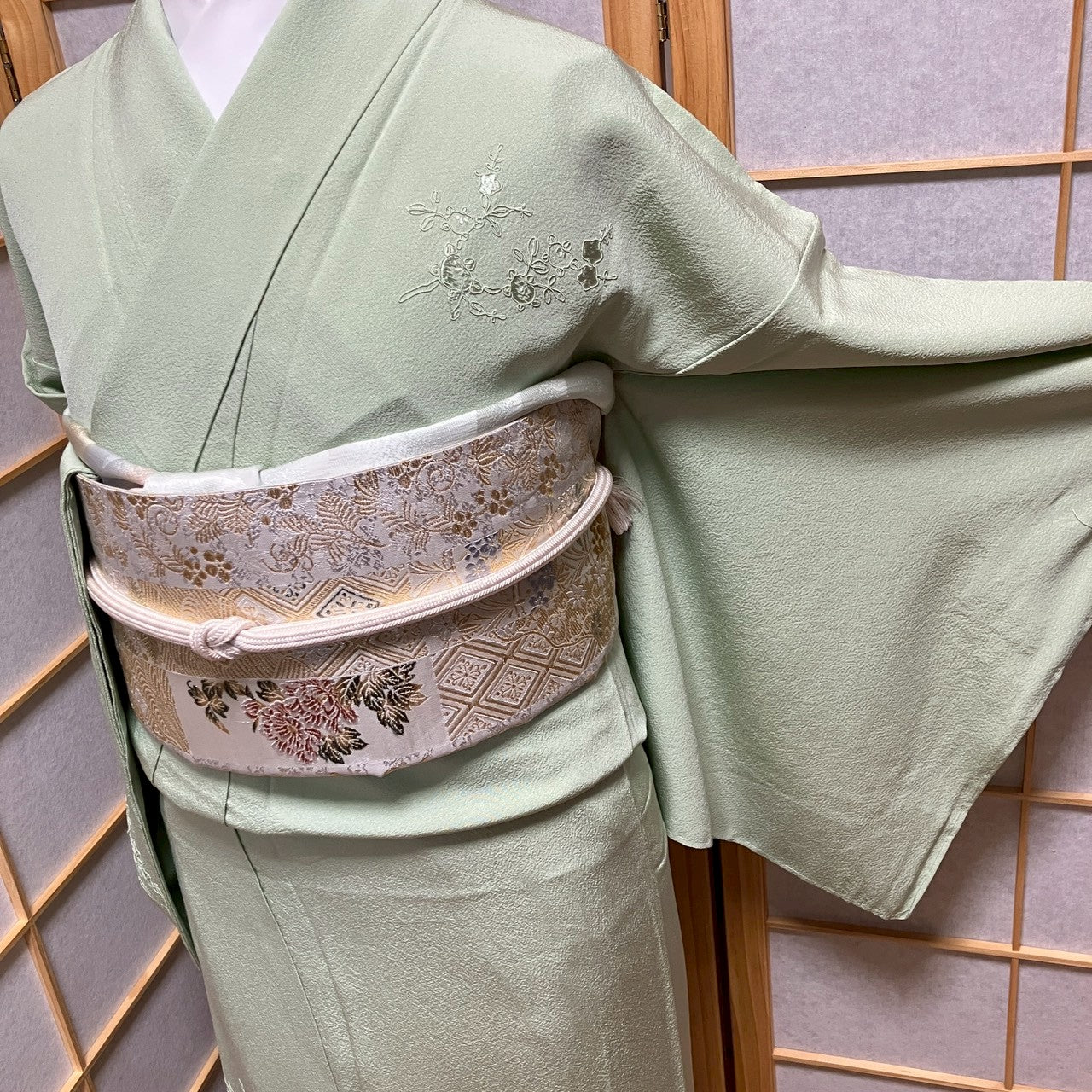 7163# Japanese Kimono Vintage Womens Silk Fabric Robe Kimono only sold