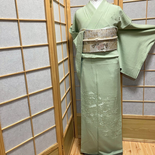 7163# Japanese Kimono Vintage Womens Silk Fabric Robe Kimono only sold