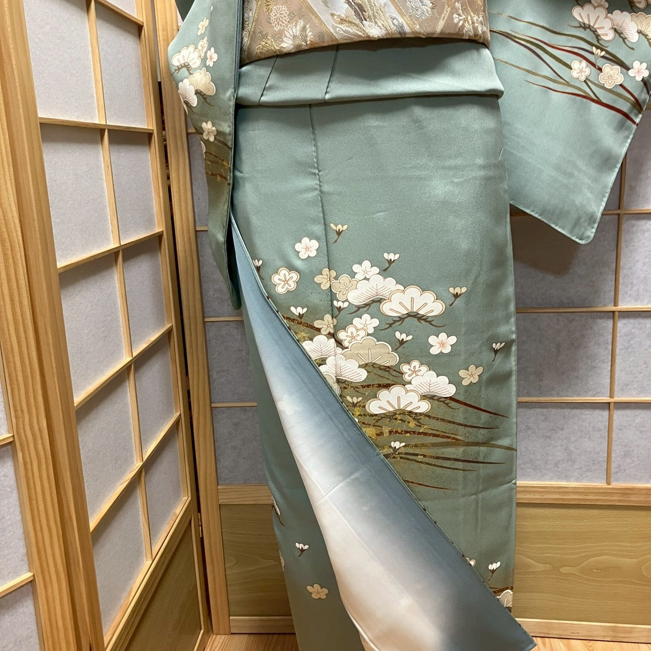 7151# Japanese Kimono Vintage Womens Silk Fabric Robe Kimono only sold