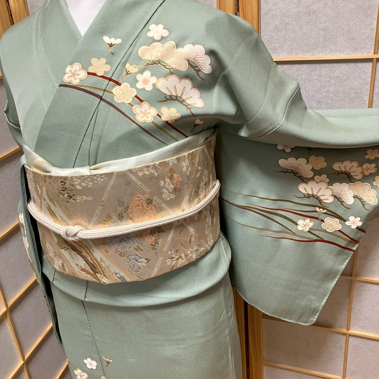 7151# Japanese Kimono Vintage Womens Silk Fabric Robe Kimono only sold