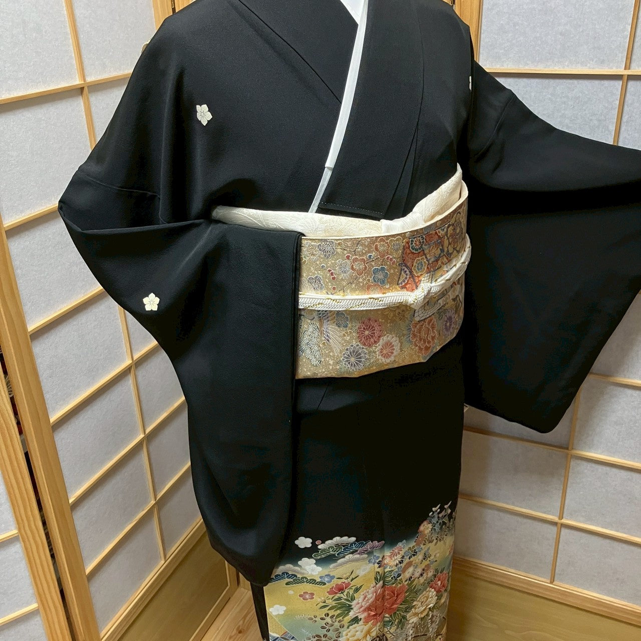 7152# Japanese Tomesode Kimono Vintage Womens Silk Fabric Robe Kimono only sold