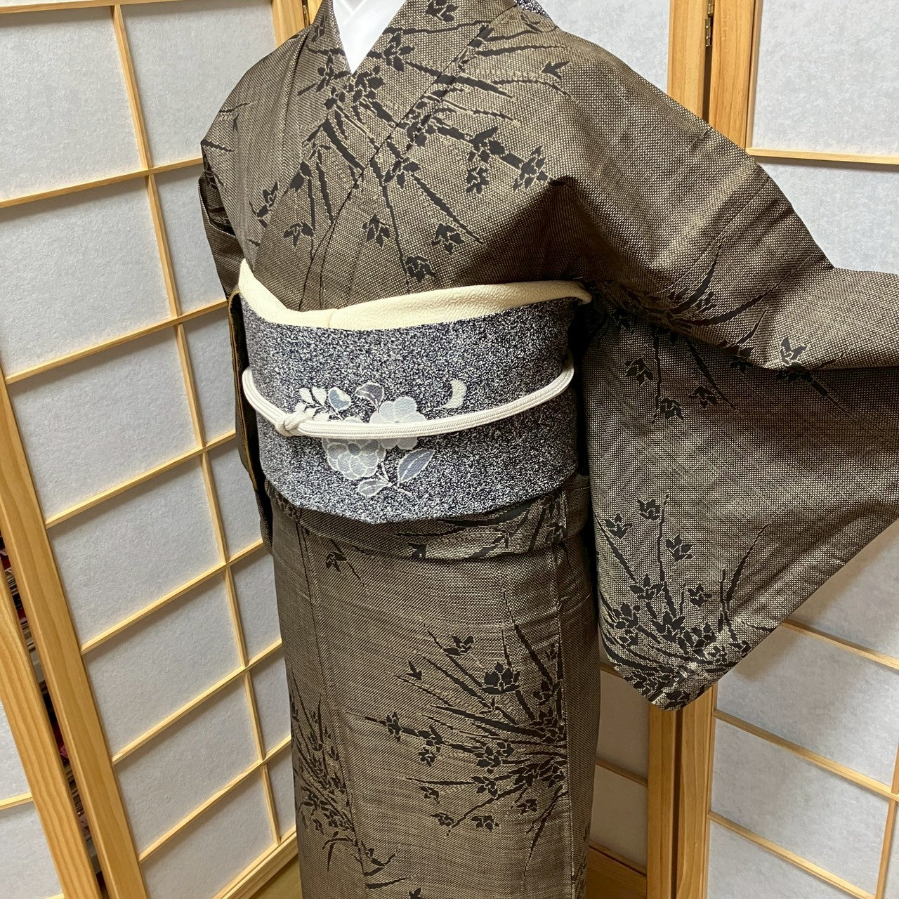 7149# Japanese Kimono Vintage Womens Silk Pongee Fabric Robe Kimono only sold