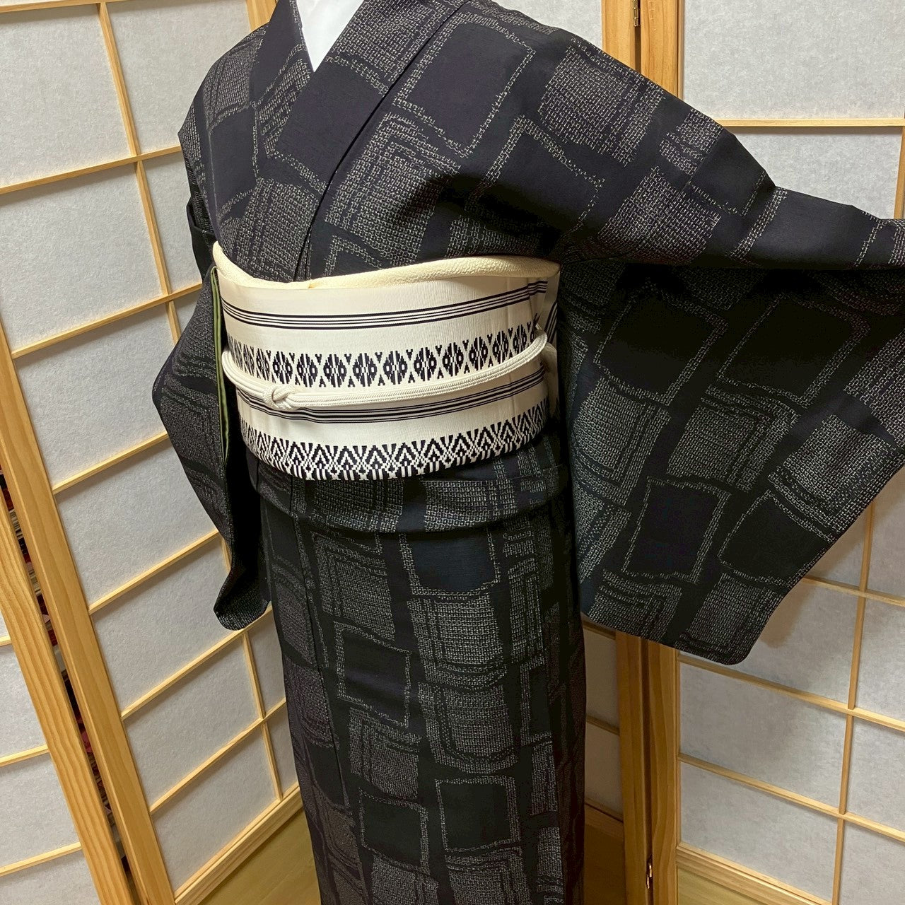 7153# Japanese Kimono Vintage Womens Silk Pongee Fabric Robe Kimono only sold