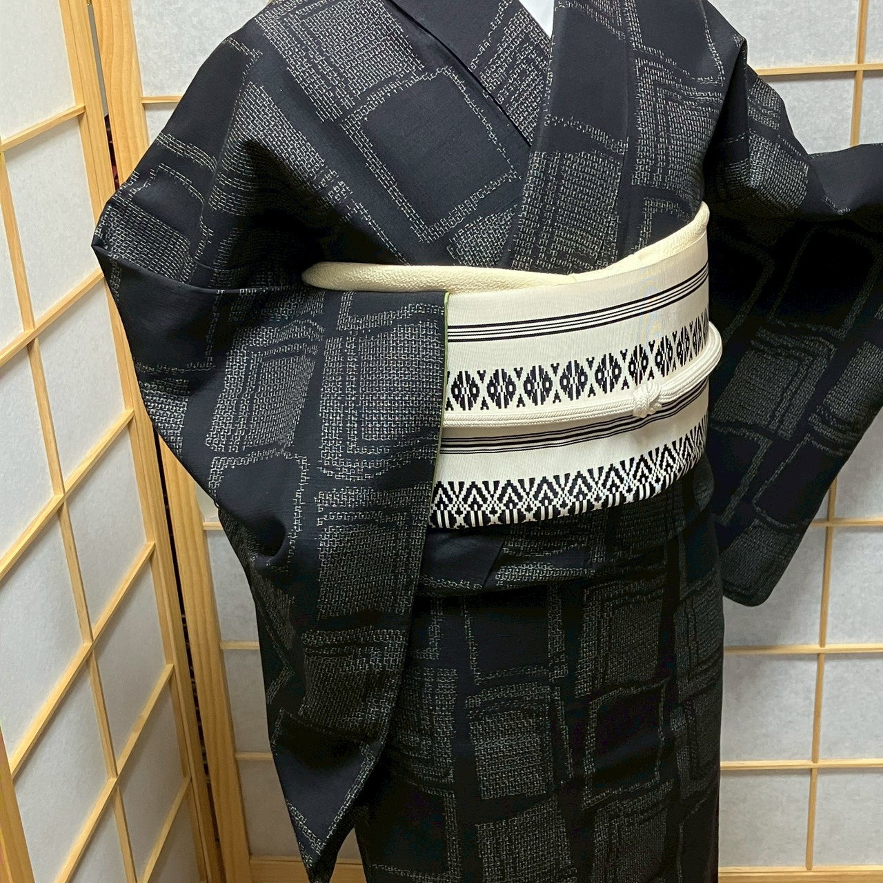 7153# Japanese Kimono Vintage Womens Silk Pongee Fabric Robe Kimono only sold