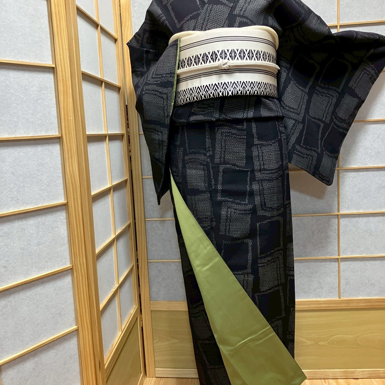 7153# Japanese Kimono Vintage Womens Silk Pongee Fabric Robe Kimono only sold