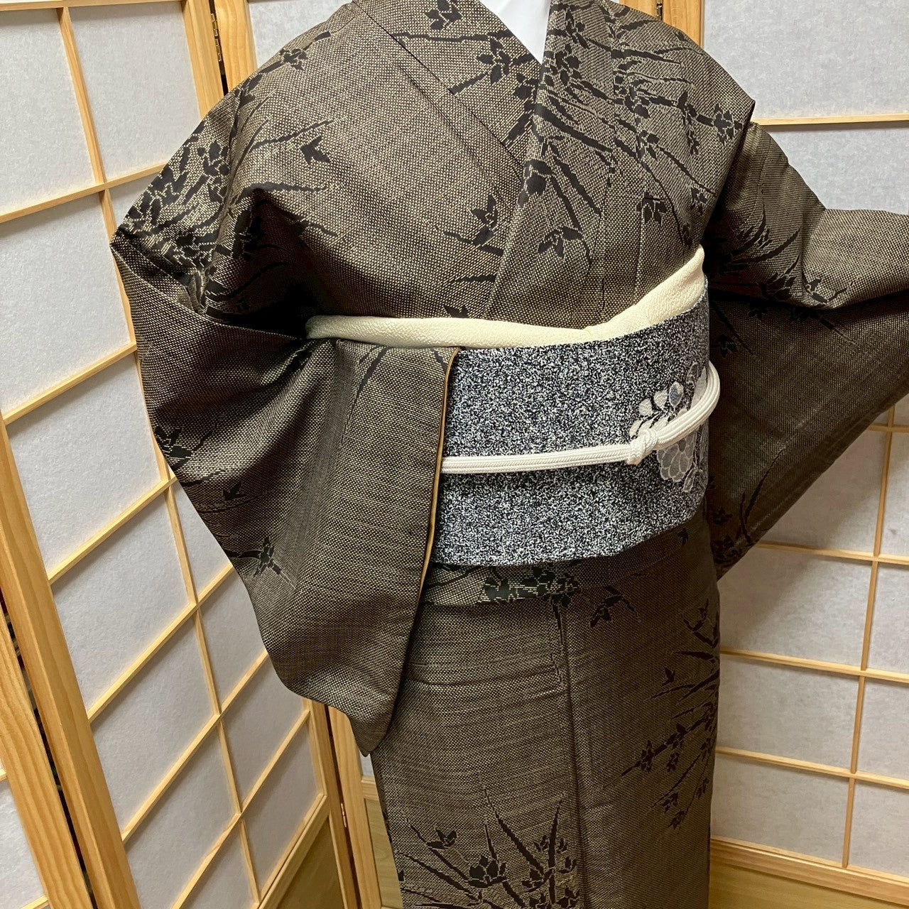 7149# Japanese Kimono Vintage Womens Silk Pongee Fabric Robe Kimono only sold