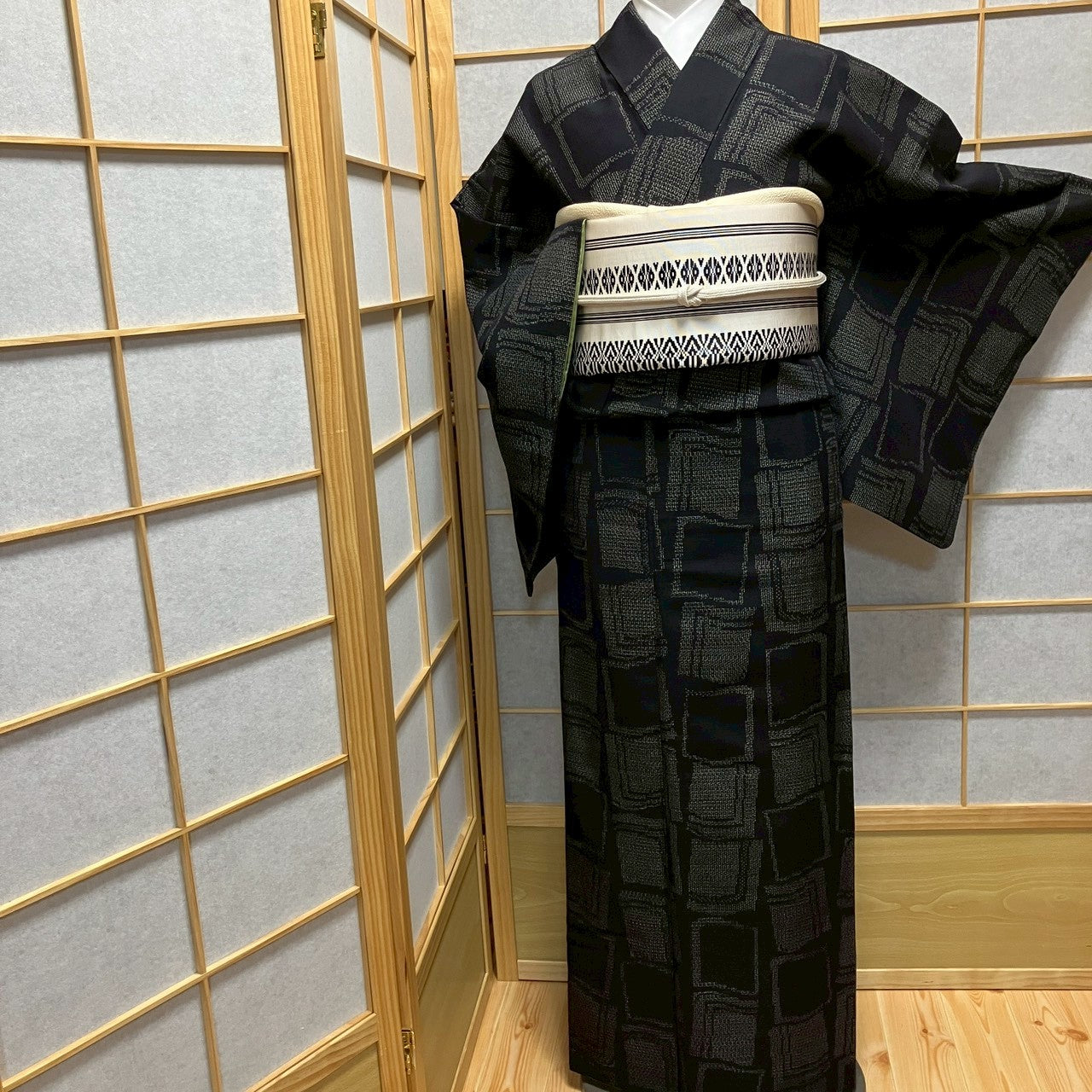 7153# Japanese Kimono Vintage Womens Silk Pongee Fabric Robe Kimono only sold