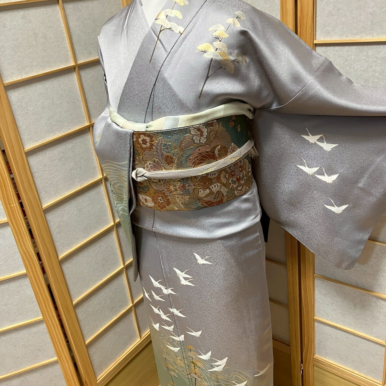 7154# Japanese Kimono Vintage Womens Silk Fabric Robe Kimono only sold