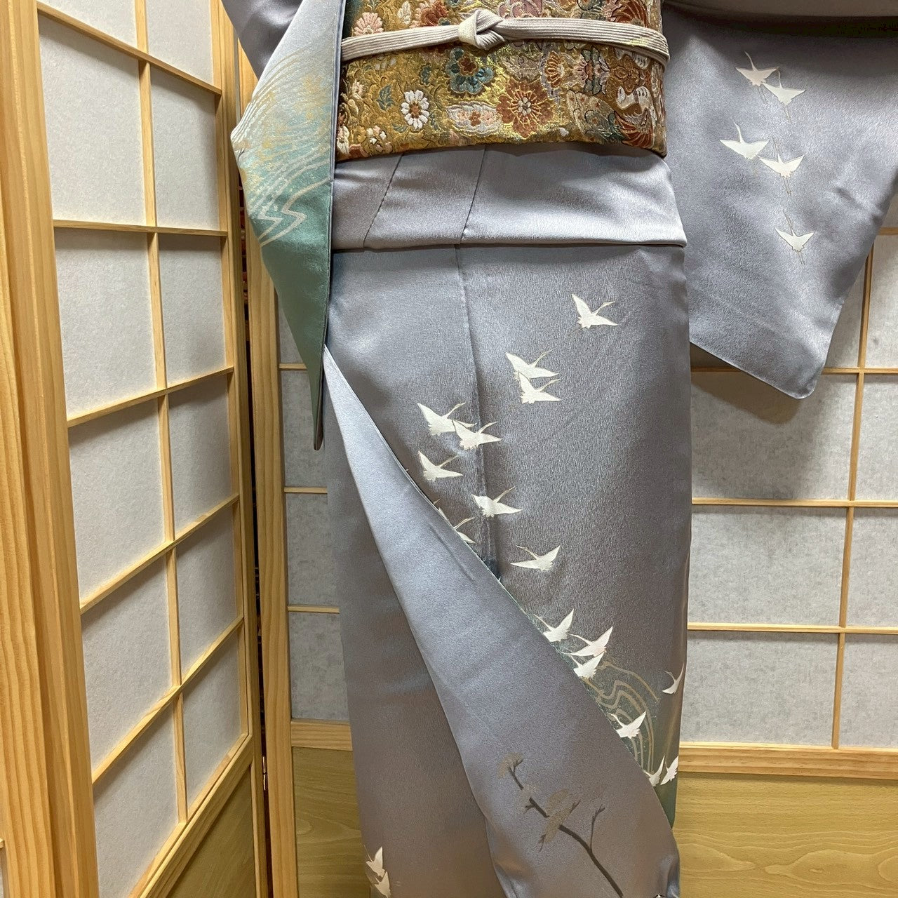 7154# Japanese Kimono Vintage Womens Silk Fabric Robe Kimono only sold