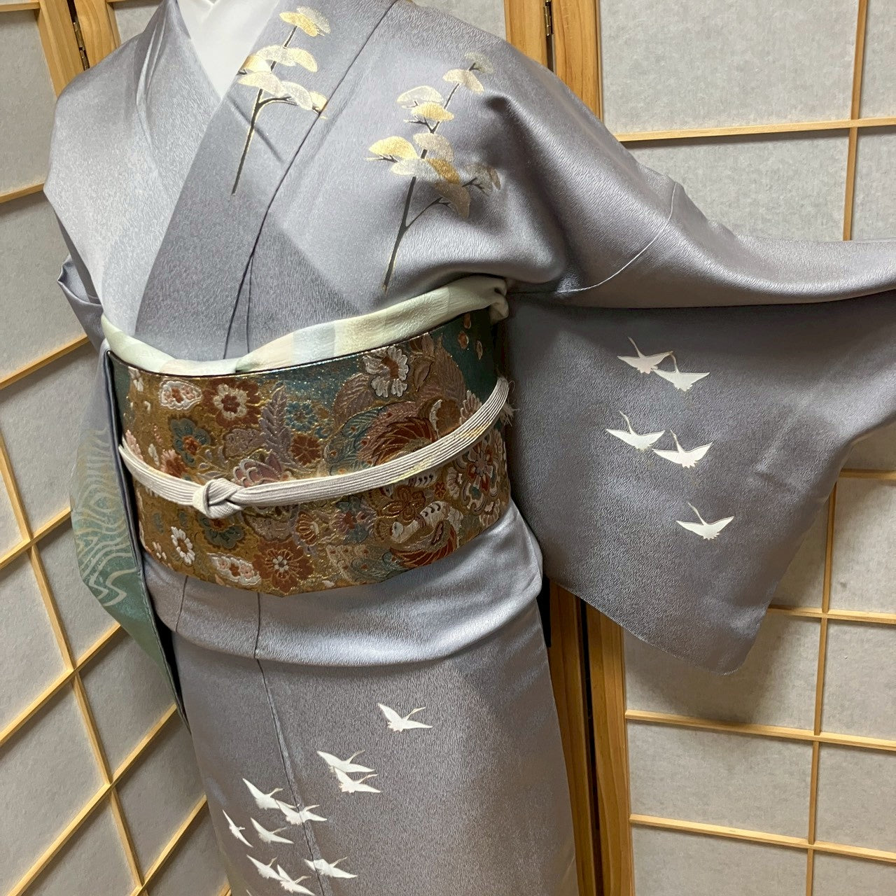 7154# Japanese Kimono Vintage Womens Silk Fabric Robe Kimono only sold