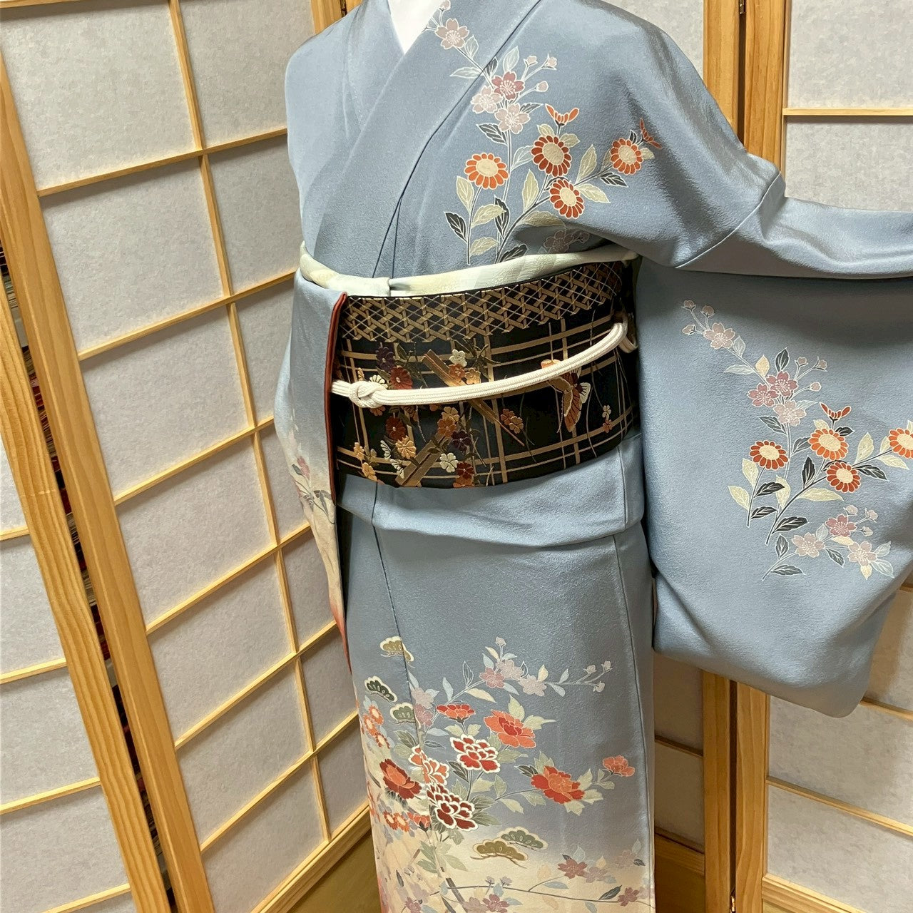 7156# Japanese Kimono Vintage Womens Silk Fabric Robe Kimono only sold
