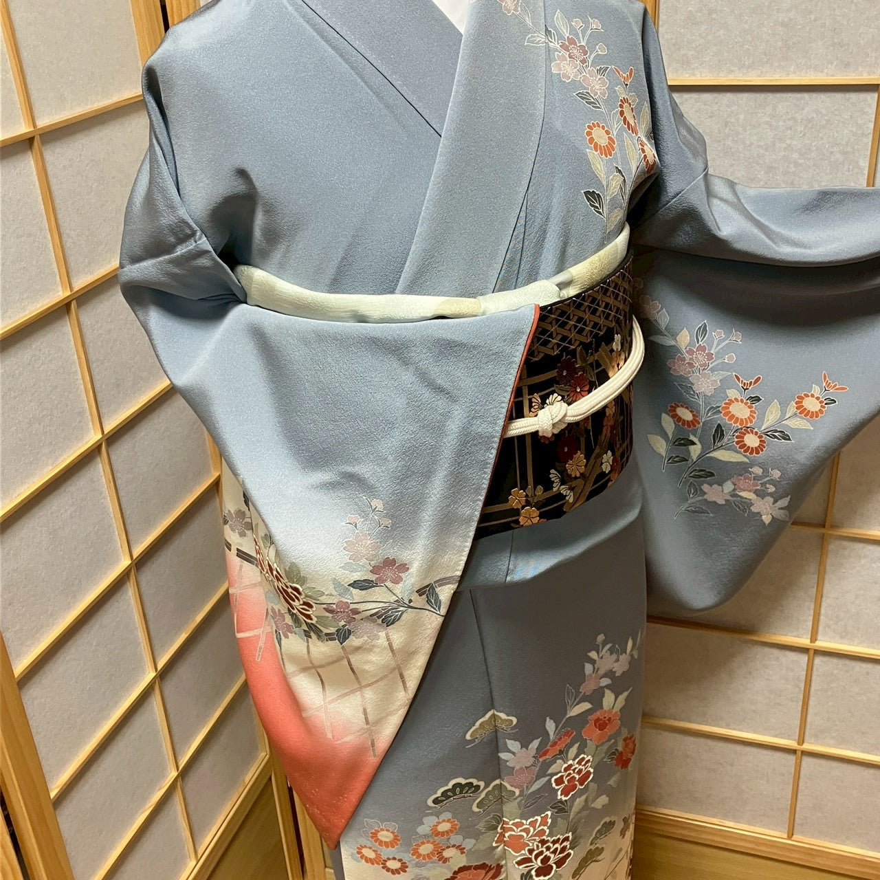 7156# Japanese Kimono Vintage Womens Silk Fabric Robe Kimono only sold