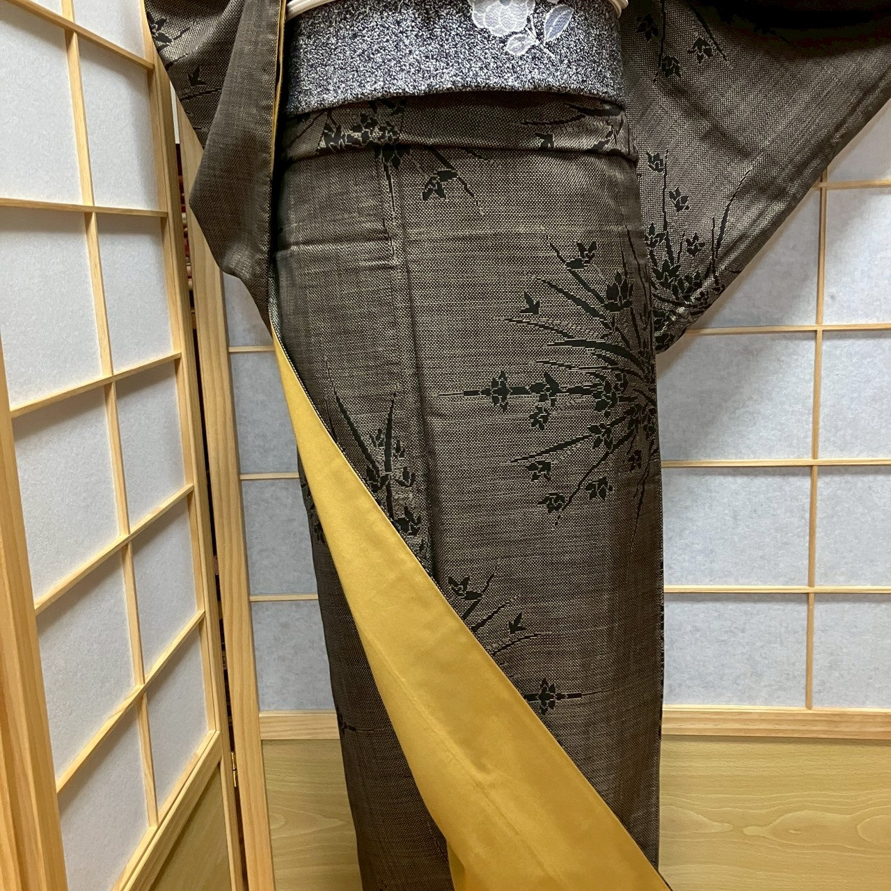 7149# Japanese Kimono Vintage Womens Silk Pongee Fabric Robe Kimono only sold