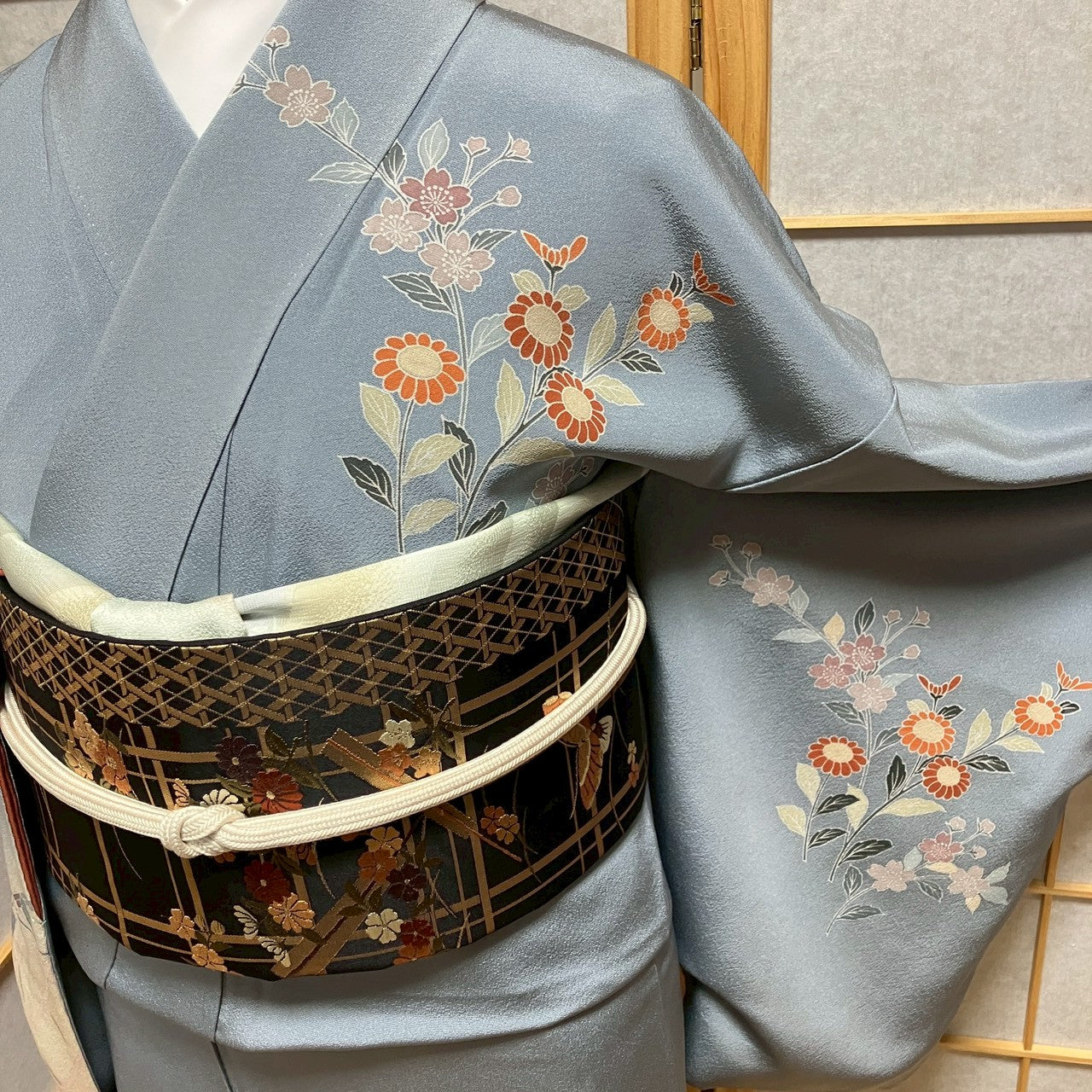 7156# Japanese Kimono Vintage Womens Silk Fabric Robe Kimono only sold