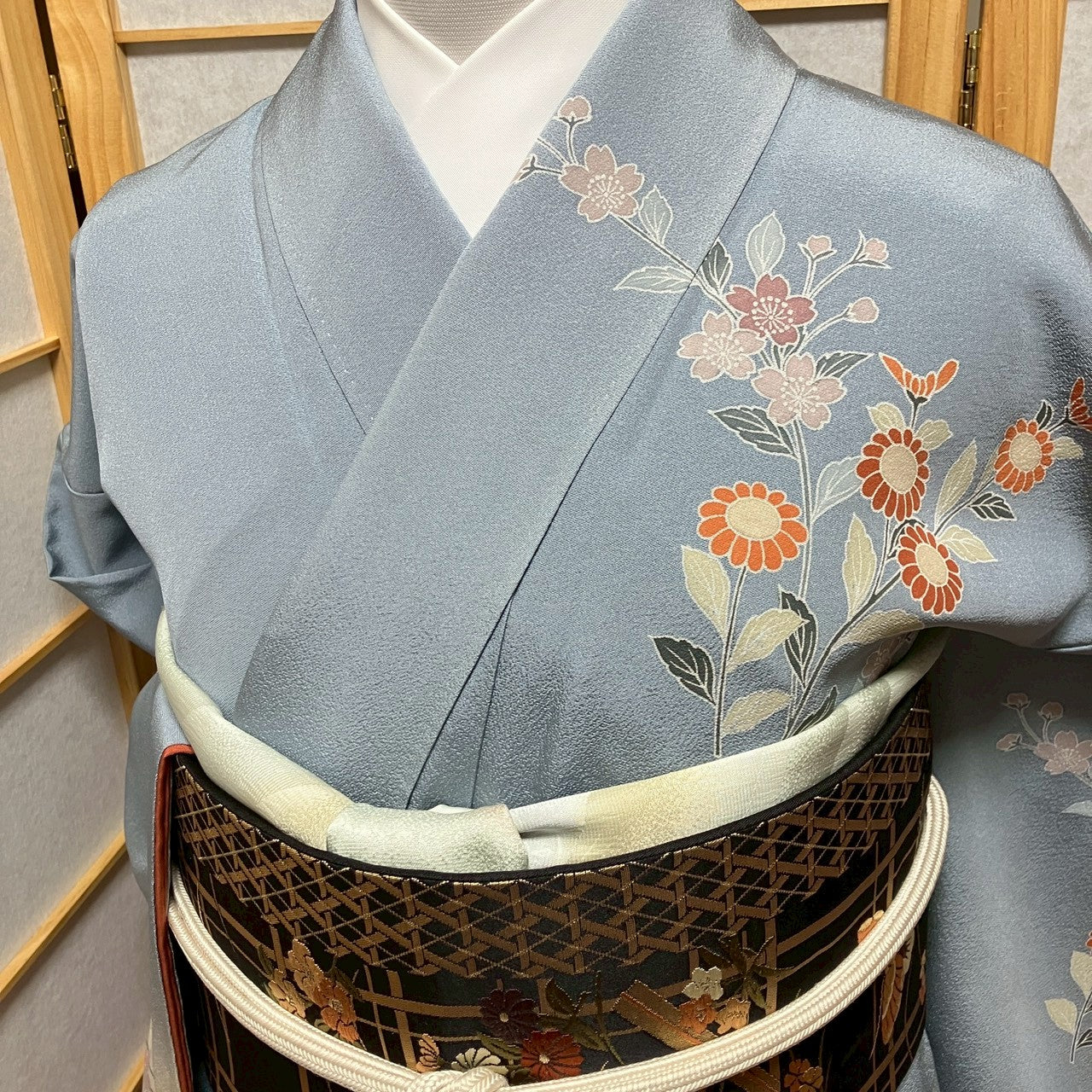 7156# Japanese Kimono Vintage Womens Silk Fabric Robe Kimono only sold