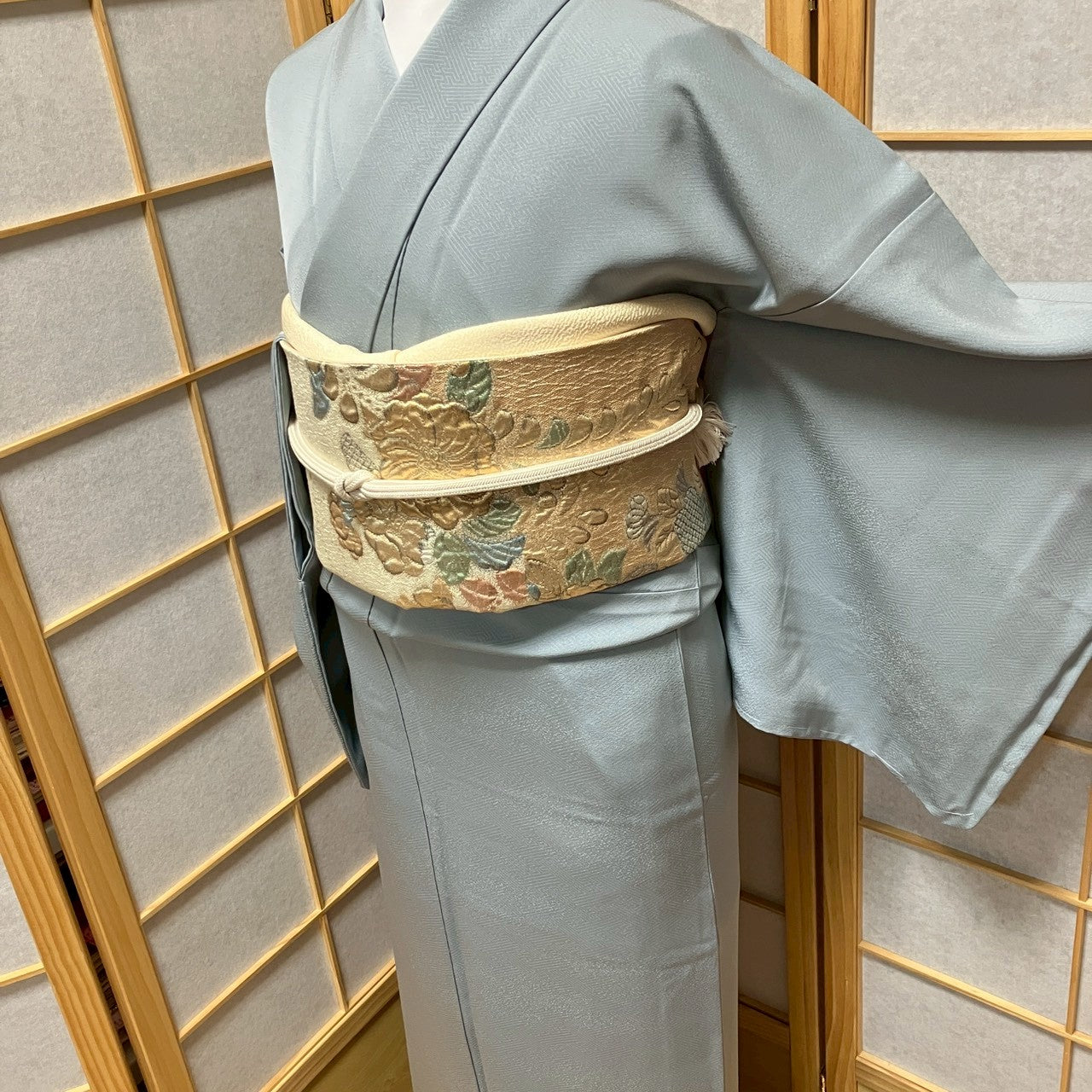 7158# Japanese Plain Kimono Vintage Womens Silk Fabric Robe Kimono only sold