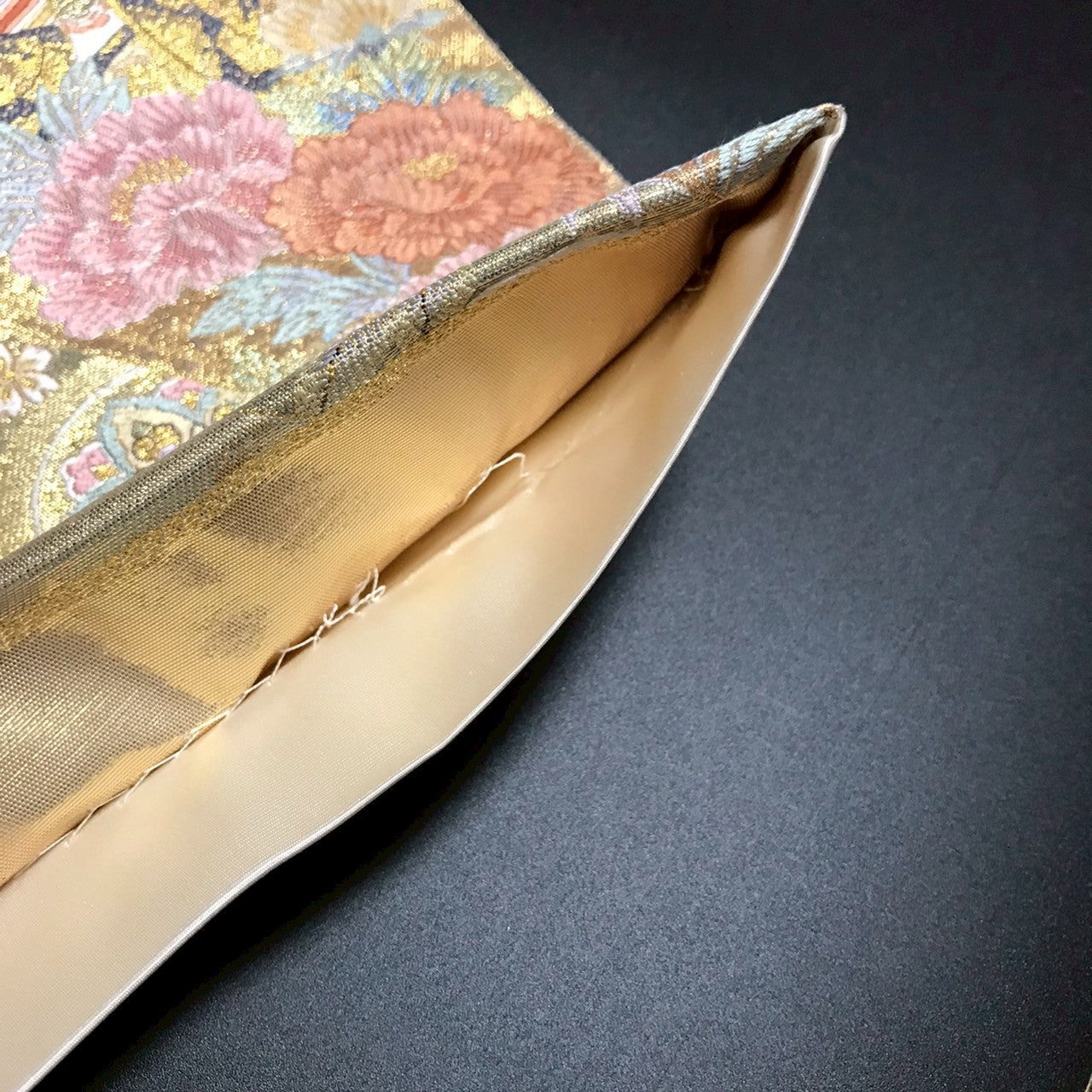 6799# Japanese Vintage Fukuro Obi Belt Kimono Fabric Silk Traditional Gold