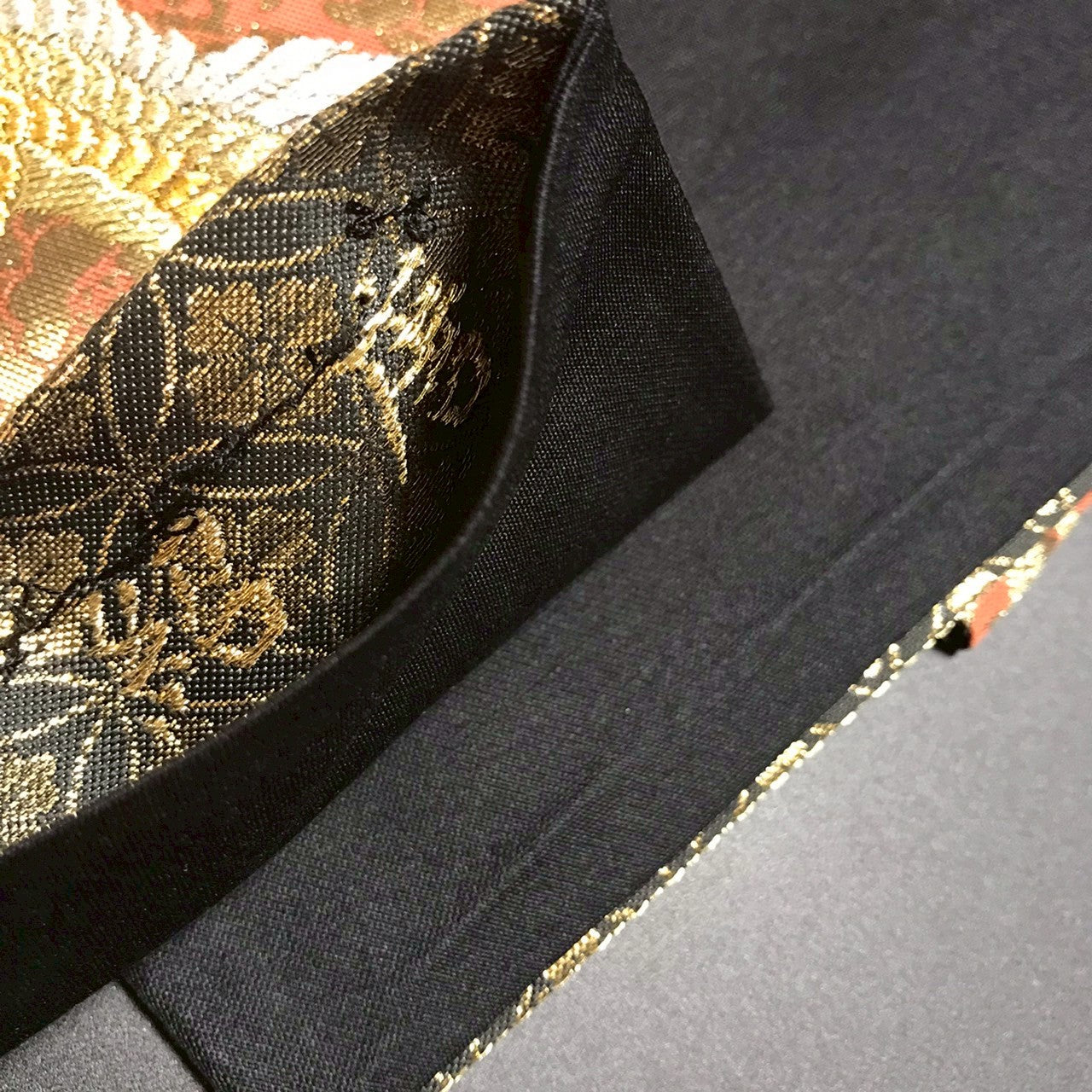 7083# Japanese Vintage Fukuro Obi Belt Kimono Fabric Silk Traditional Phoenix　