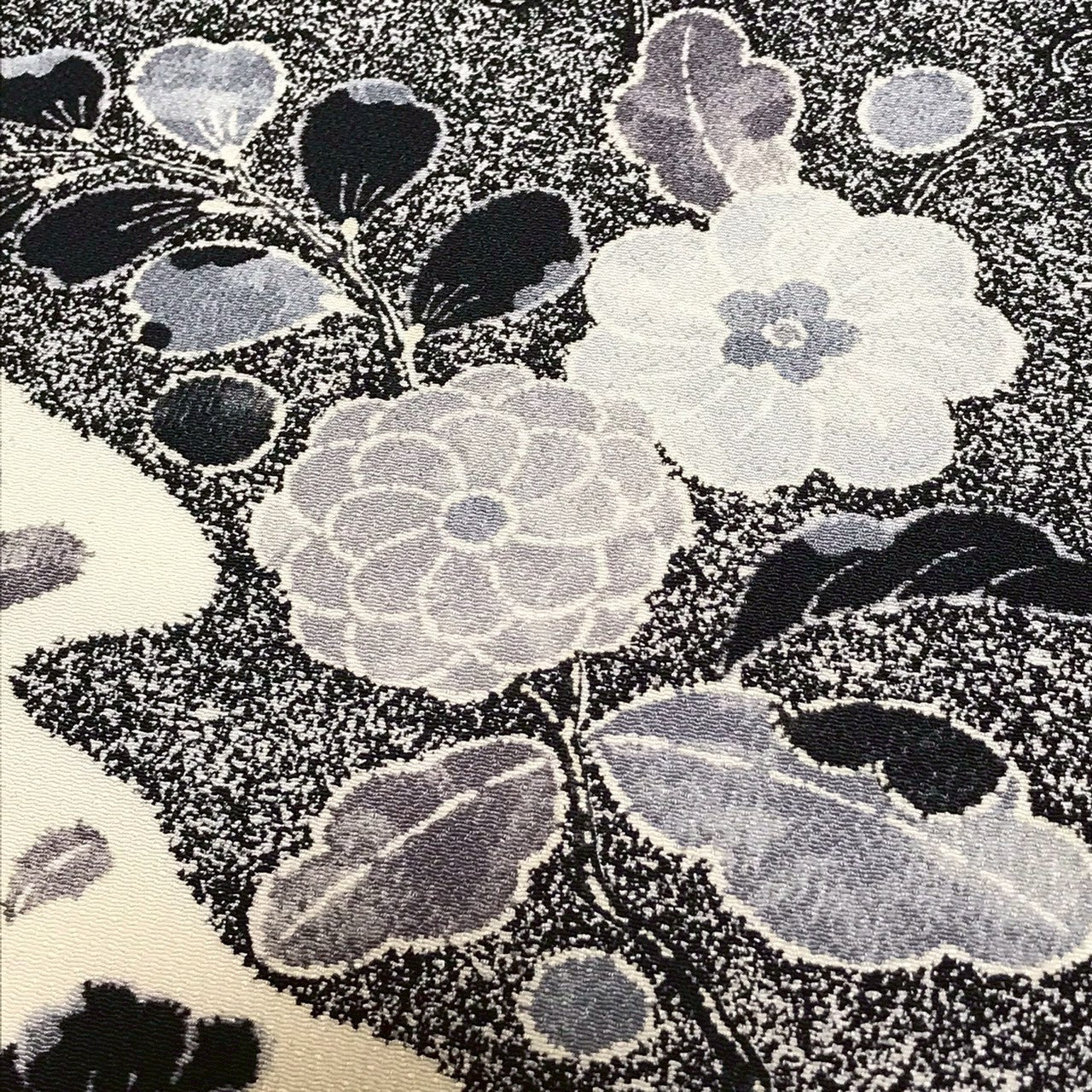 7081# Japanese Vintage Nagoya Obi Belt Kimono Fabric Silk Traditional black