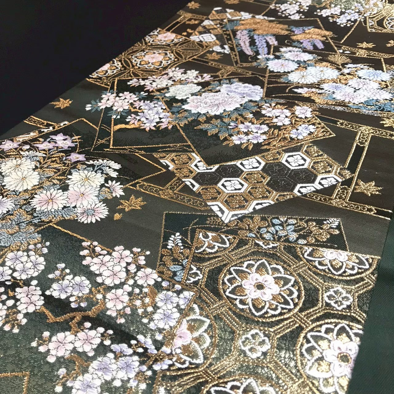 7194# Japanese Vintage Fukuro Obi Belt Kimono Fabric Silk Traditional