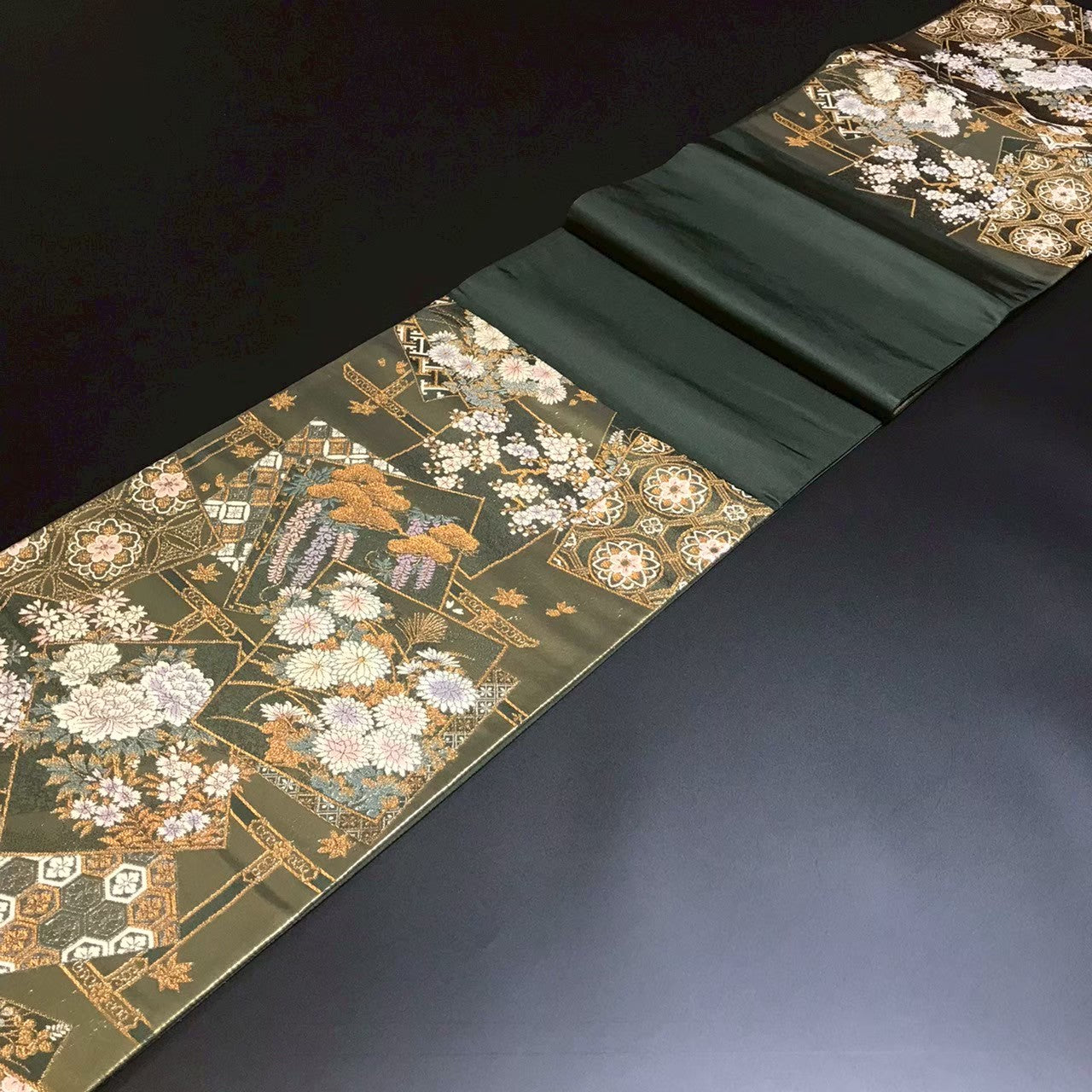 7194# Japanese Vintage Fukuro Obi Belt Kimono Fabric Silk Traditional