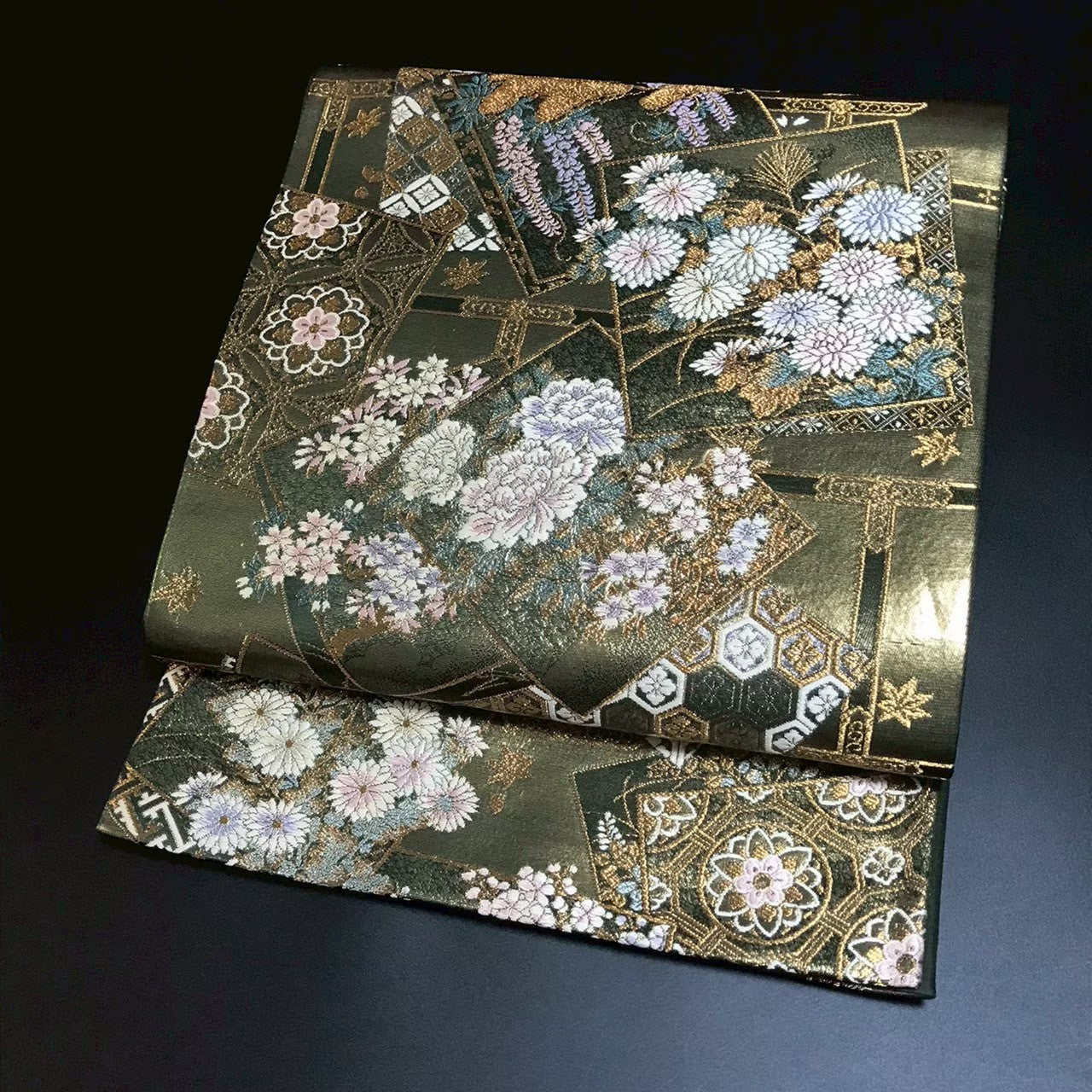 7194# Japanese Vintage Fukuro Obi Belt Kimono Fabric Silk Traditional