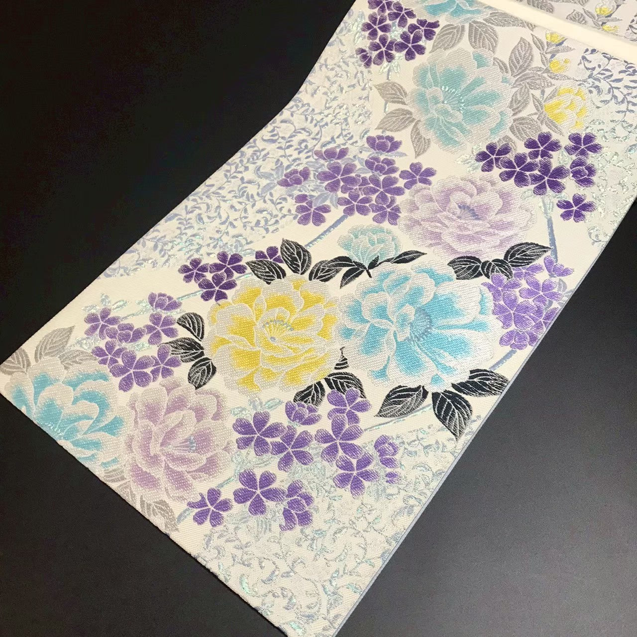 7199# Japanese Vintage Fukuro Obi Belt Kimono Fabric Silk Traditional Embroidery