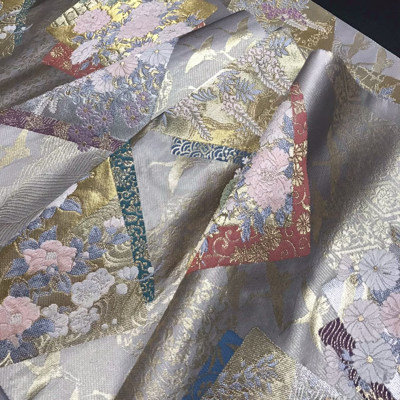 7203# Japanese Vintage Fukuro Obi Belt Kimono Fabric Silk Traditional