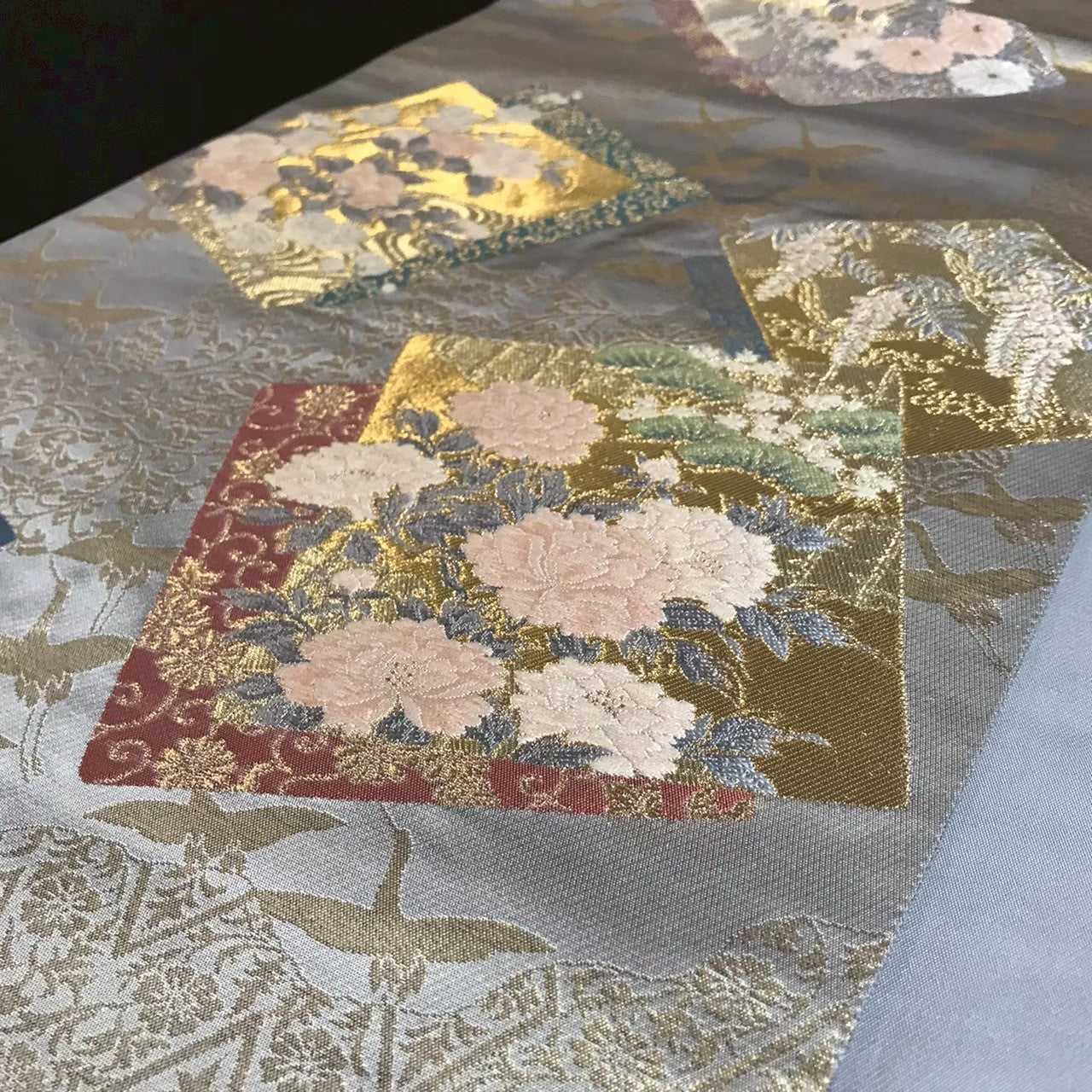 7203# Japanese Vintage Fukuro Obi Belt Kimono Fabric Silk Traditional