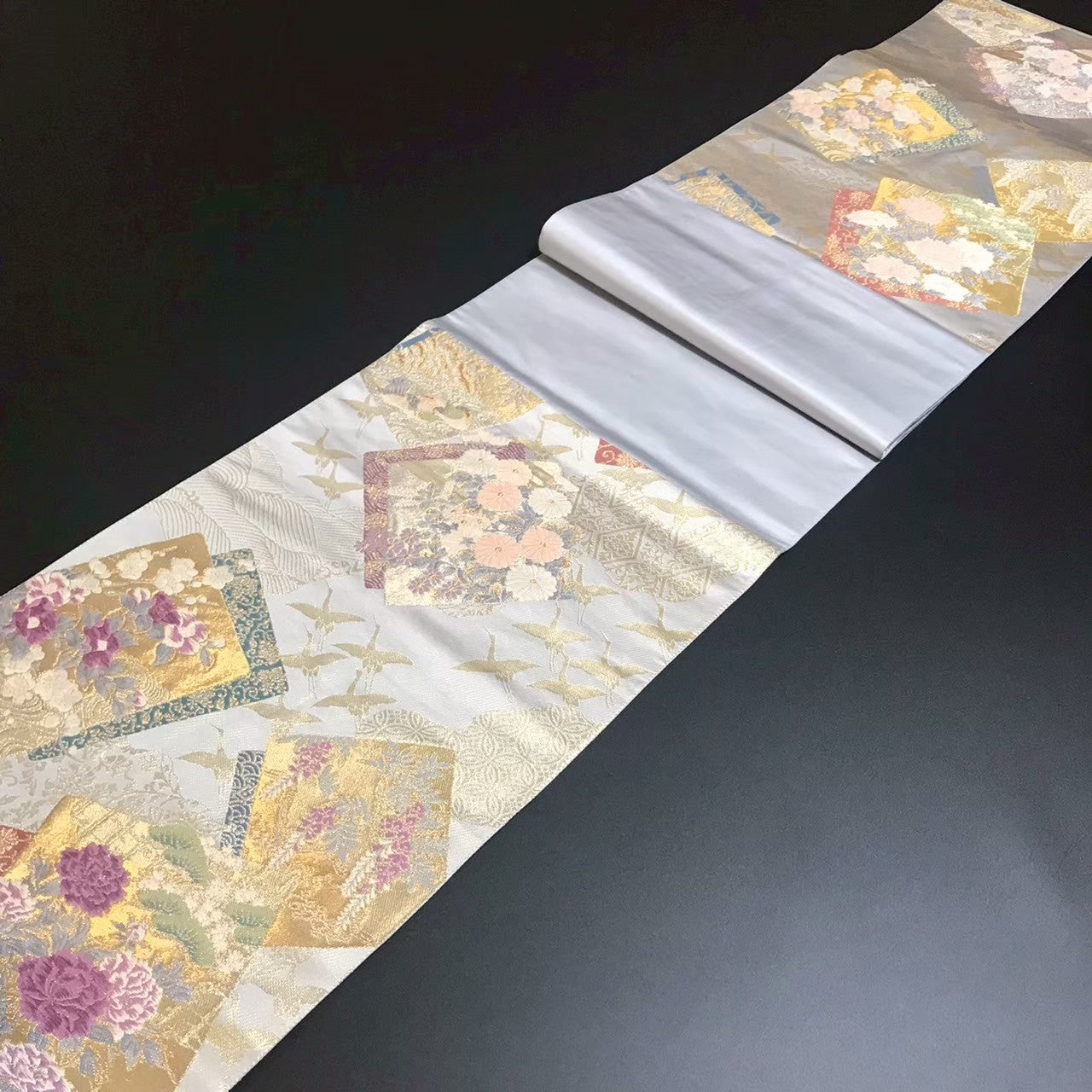 7203# Japanese Vintage Fukuro Obi Belt Kimono Fabric Silk Traditional