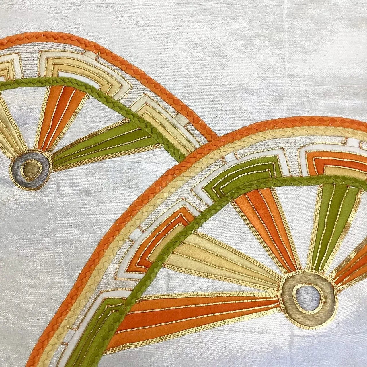 5668# Japanese Vintage Nagoya Obi Belt Kimono Fabric Silk Traditional Embroidery