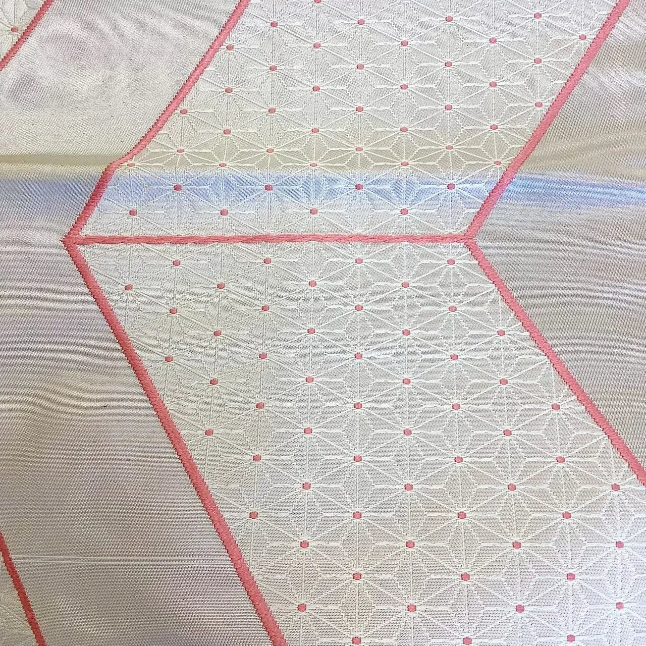 5685# Japanese Vintage Nagoya Obi Belt Kimono Fabric Silk Traditional Silver