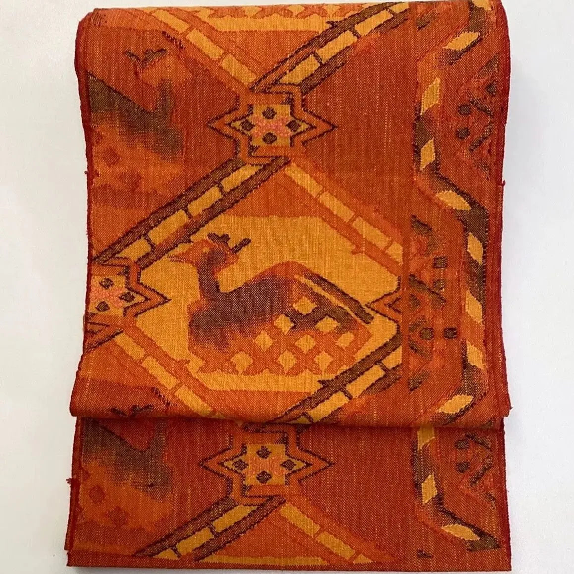 5640# Japanese Vintage Nagoya Obi Belt Kimono Pongee Fabric Silk Traditional