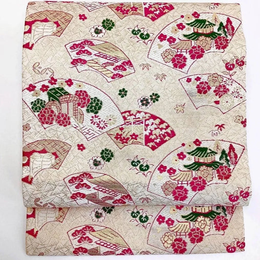 5693# Japanese Vintage Nagoya Obi Belt Kimono Fabric Silk Traditional