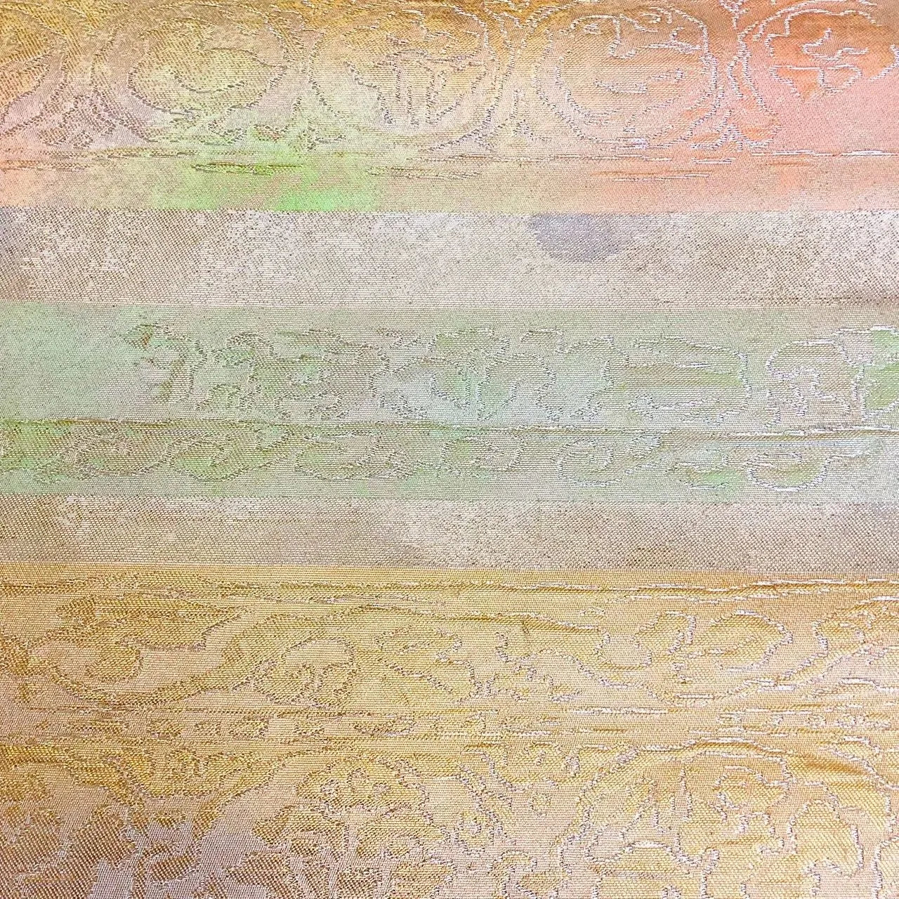 5687# Japanese Vintage Nagoya Obi Belt Kimono Fabric Silk Traditional Silver