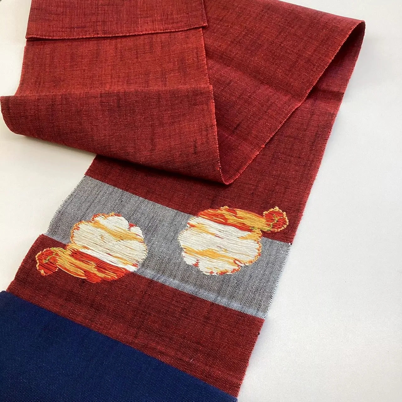 5669# Japanese Vintage Nagoya Obi Belt Kimono Pongee Fabric Silk Traditional