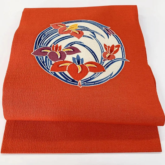 5614# Japanese Vintage Nagoya Obi Belt Kimono Fabric Silk Traditional