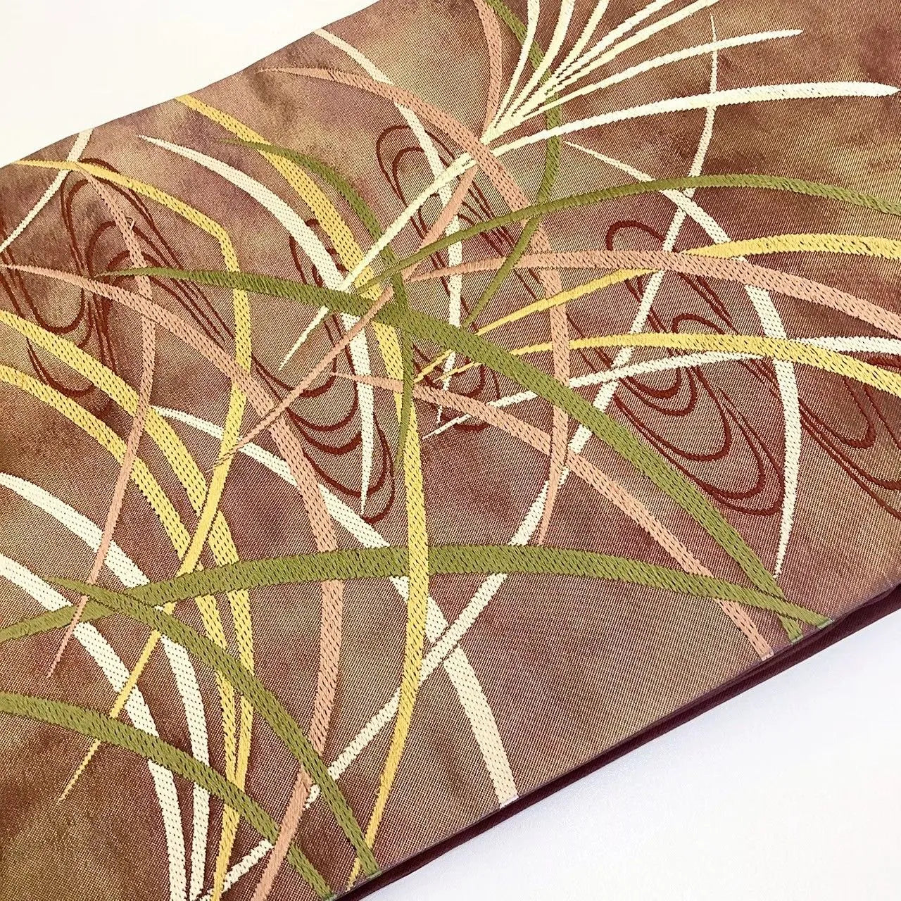 5639# Japanese Vintage Nagoya Obi Belt Kimono Fabric Silk Traditional Embroidery