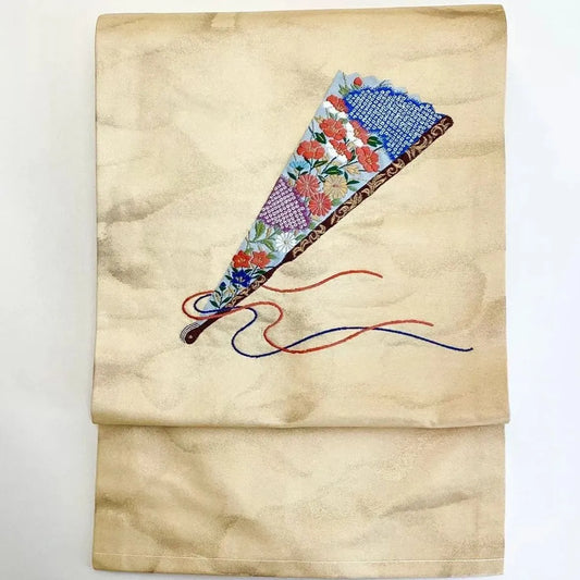 5649# Japanese Vintage Nagoya Obi Belt Kimono Fabric Silk Traditional