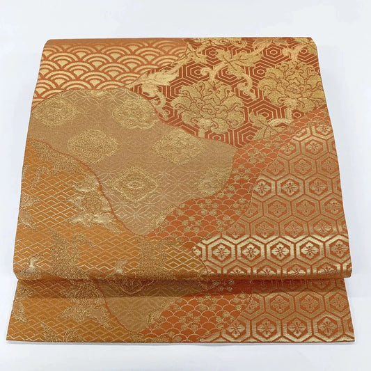 5604# Japanese Vintage Nagoya Obi Belt Kimono Fabric Silk Traditional